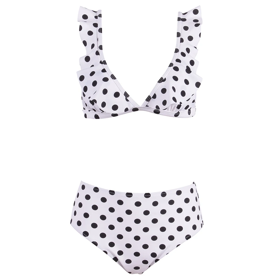 TCBSG New Arrival Push Up Bikinis Women Swimsuit Swimwear Ruffle Bandeau Brazilian Dot High Waist Bikini Set Biquini XL