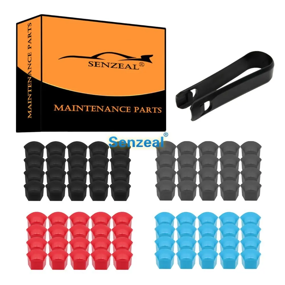 

Senzeal Universal 20pcs 21mm Hex Wheel Lug Nut Bolt Cover Cap Wheel Nut Protector Cap For Cars With Removal Tool Colorful Black
