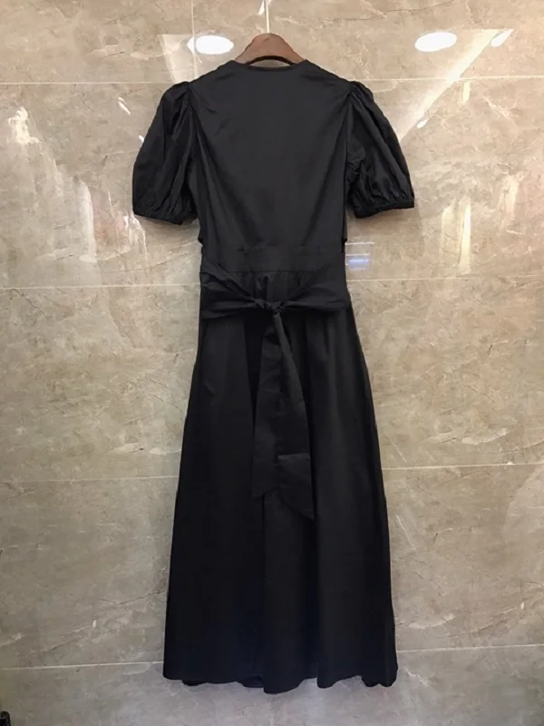 Женское платье с V образным вырезом оранжевое/зеленое/черное Хлопковое туника