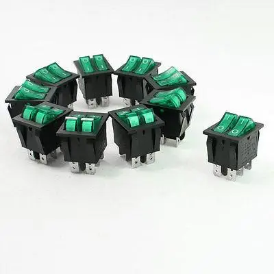 Зеленый свет с подсветкой ВКЛ/ВЫКЛ 2 перекидной клавишный выключатель 6A/250 В 20A/125 AC