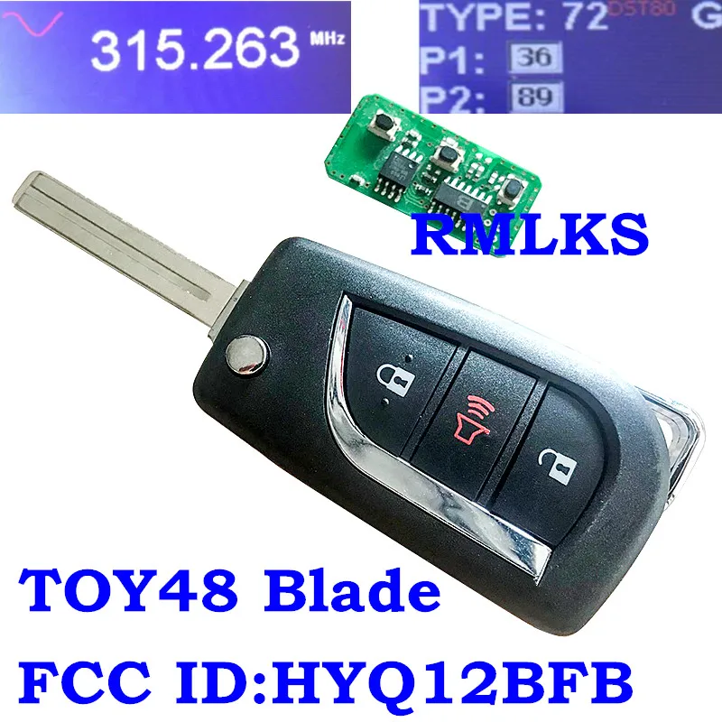 RMLKS складной 3 кнопочный дистанционный ключ пригодный для Toyota Camry без ключа входа