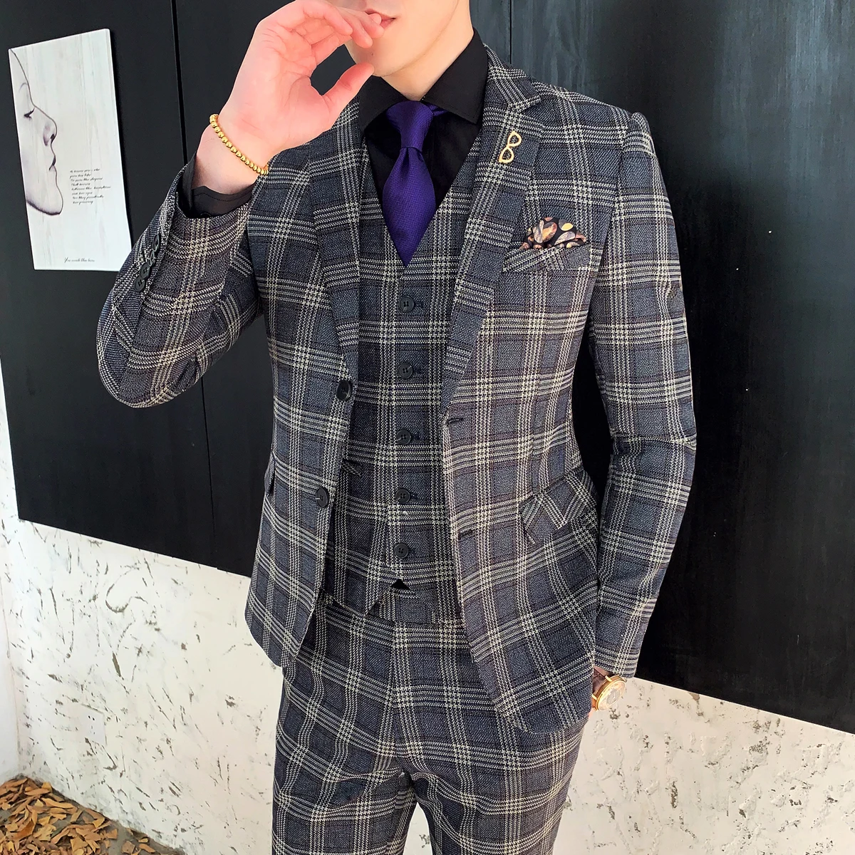 Свадебные костюмы для мужчин клетчатый костюм Homme Mariage формальный Terno Masculino