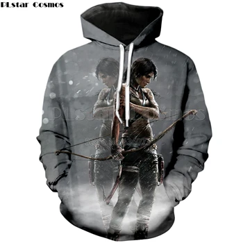 color as the picture PLstar Cosmos классические игры Tomb Raider Hoodie Модный женский мужской свитер с капюшоном Heroine Lara Croft 3d печать Hoody - Цвет: color as the picture