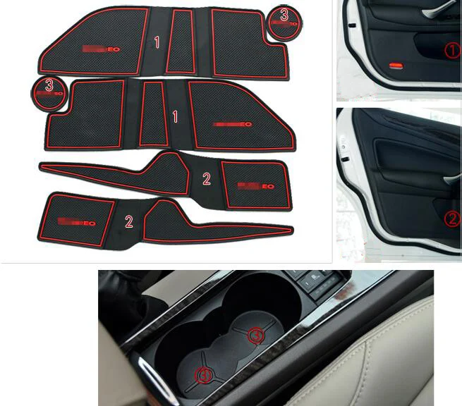 Car Anti-Dirty Pad Door Groove Gate Slot Cup Armrest Storage Mat For Ford Mondeo 2007 2008 2009 2010 2011 2012 2013 |