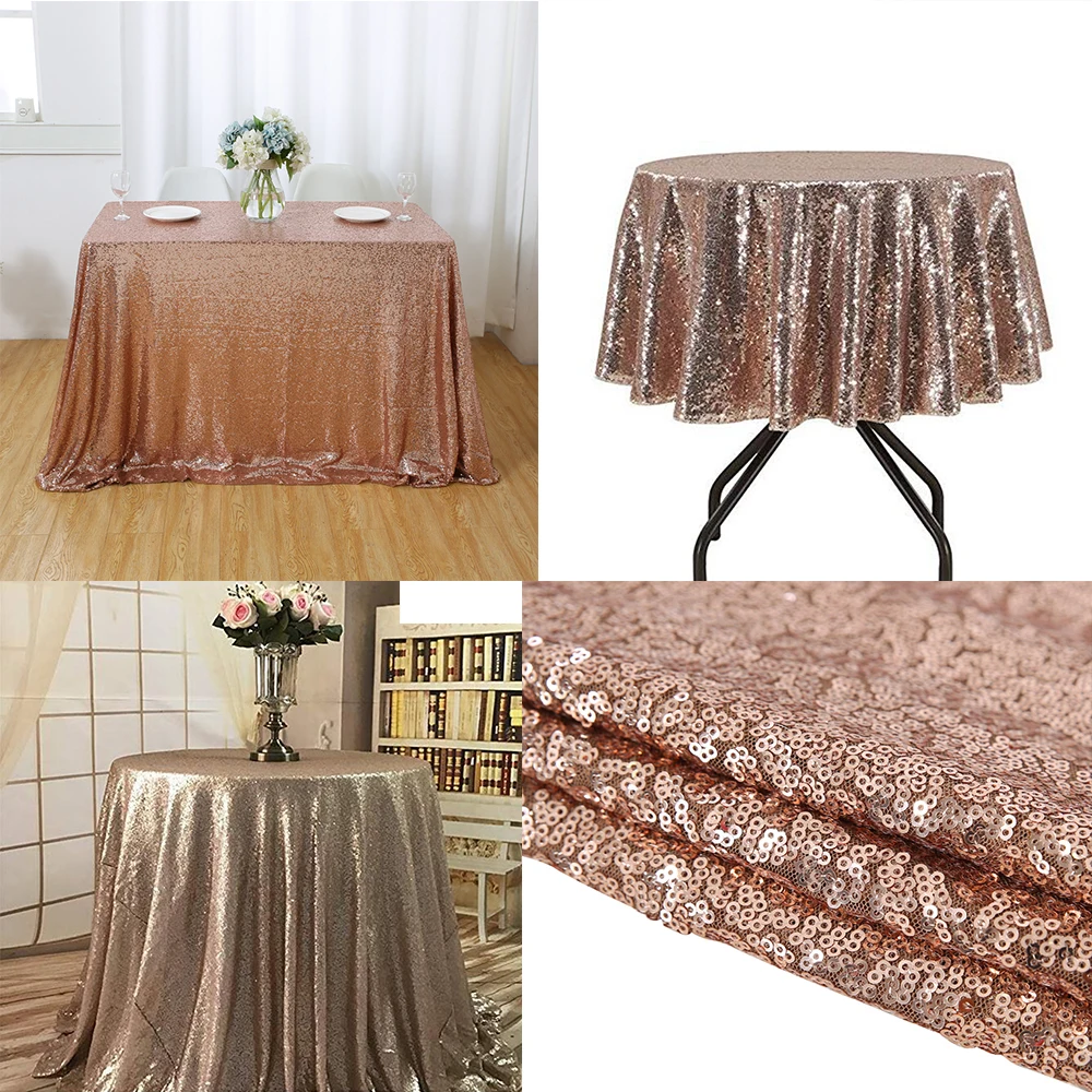 50-дюймовая круглая скатерть с золотыми блестками блестящая прямоугольная