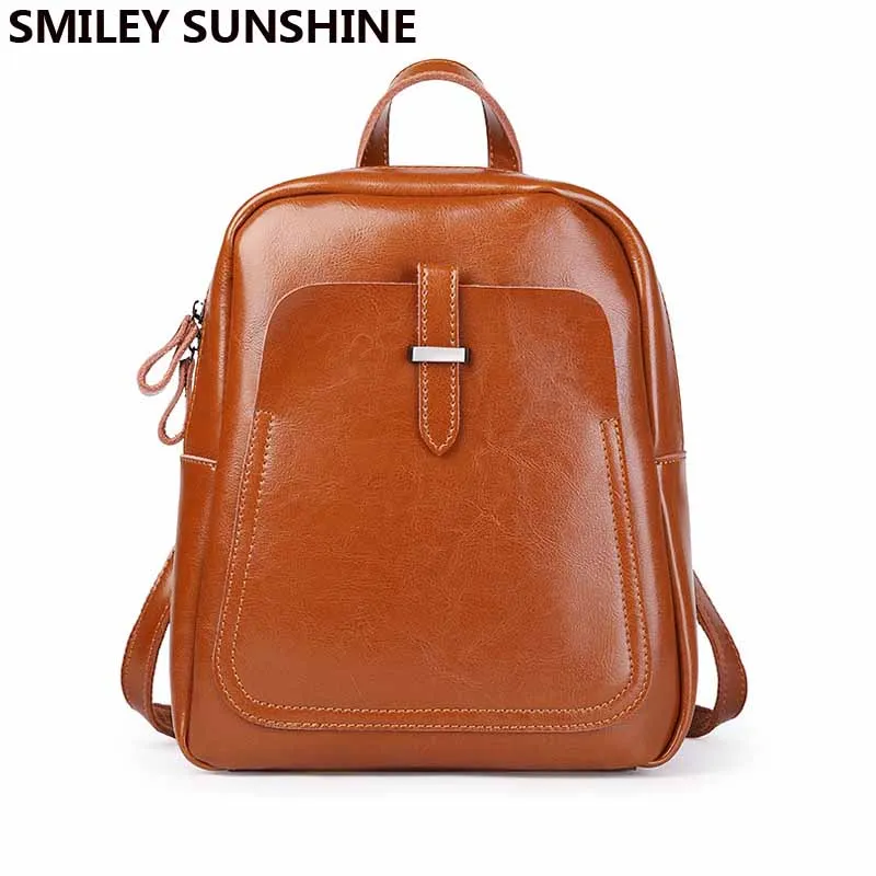 SMILEY SUNSHINE женский рюкзак из натуральной кожи, женские рюкзаки, модная школьная сумка, многофункциональная лакированная кожаная задняя Сумка
