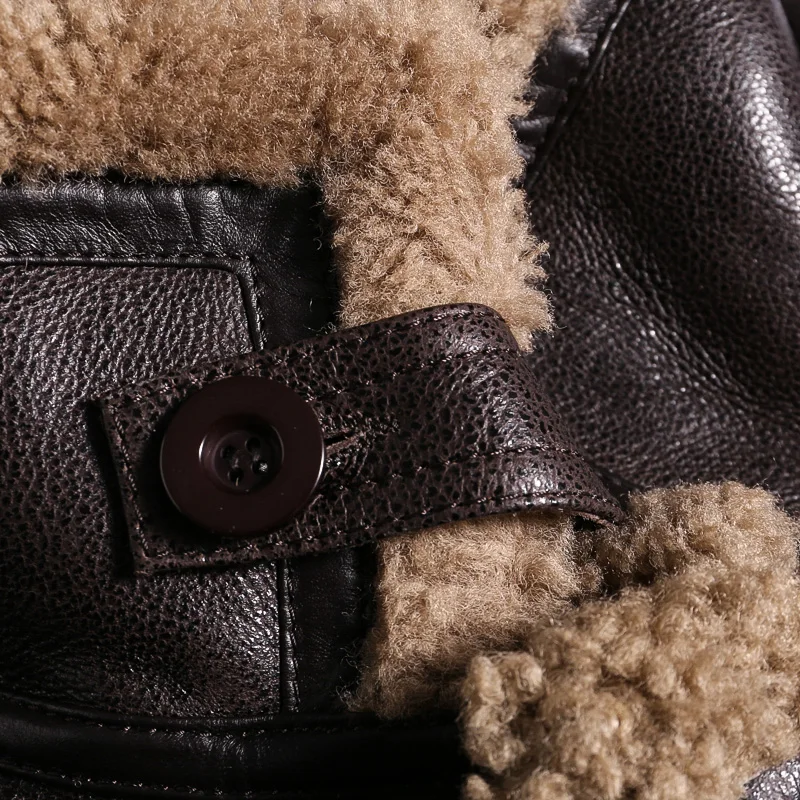 Кожаная мужская куртка из овчины B3 меховое пальто Мужская народная