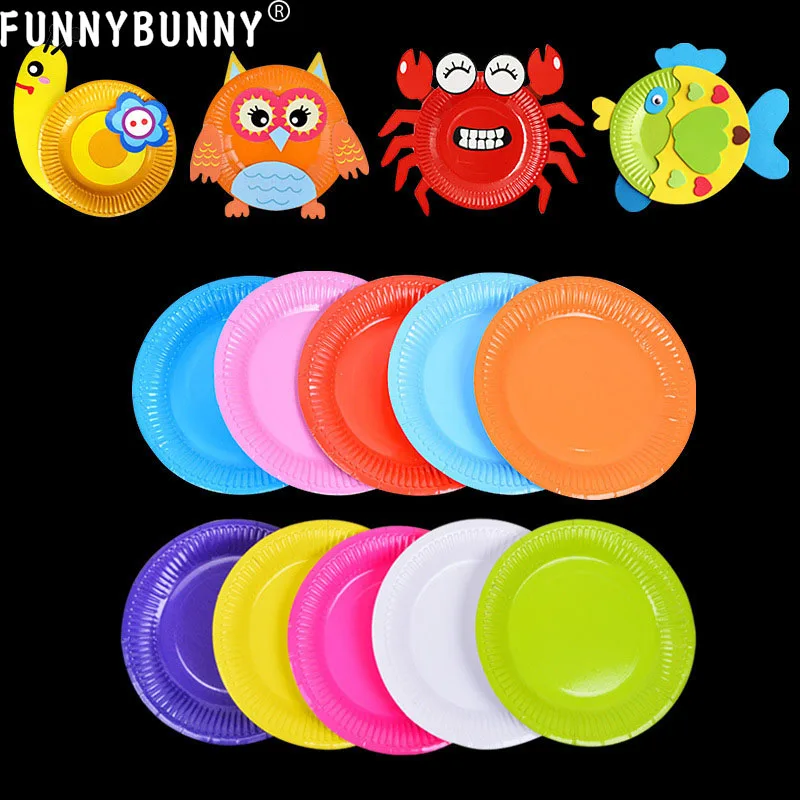 FUNNYBUNNY одноразовые красочные бумажные тарелки лотки принадлежности для рождения