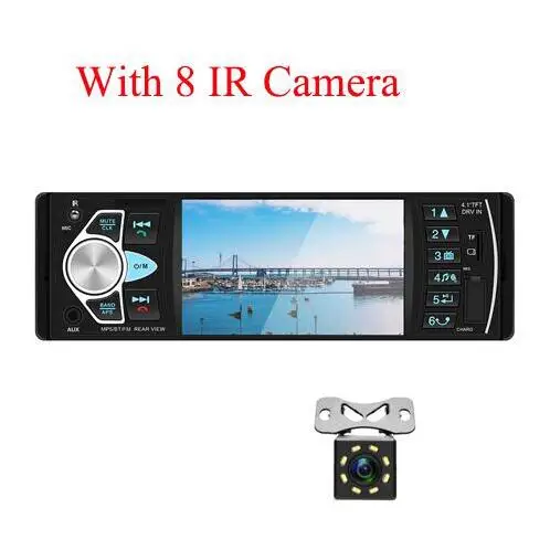With 8 IR Camera Podofo 1 Din автомобильное радио Bluetooth Авторадио 4,1 ''12 В FM USB AUX аудио стерео с рулевым колесом дистанционное управление камера заднего вида - Цвет: With 8 IR Camera