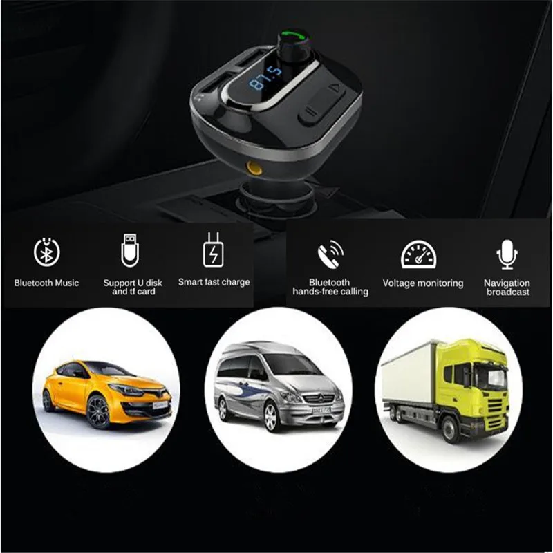 Автомобильный комплект беспроводной Bluetooth FM-передатчик USB зарядное устройство AUX