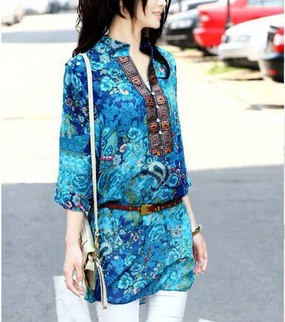 Женское шифоновое платье с v-образным вырезом и цветочным принтом женское