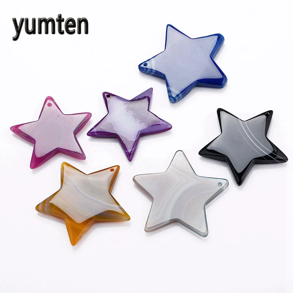 Юмбен Агат Кулон полированная звезда кристалл ломтик геодезический Кварц