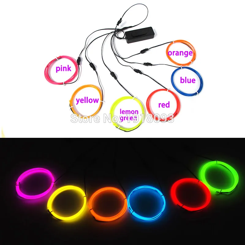 

With DIY LED Strip toys,clothing,electrical appliances decor 2.3mm 1M 6pieces multicolor flexible el wire glowing led neon light