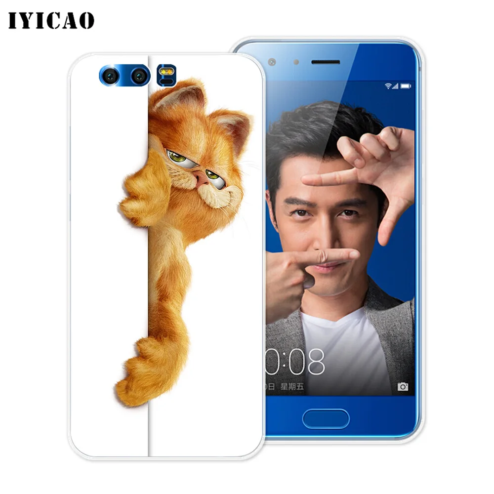 Мягкий силиконовый чехол IYICAO Garfield the cat для Huawei Y9 Y7 Y6 Prime 2018 Honor 8C 8X 8 9 10 Lite 7X 7C 6A 7A