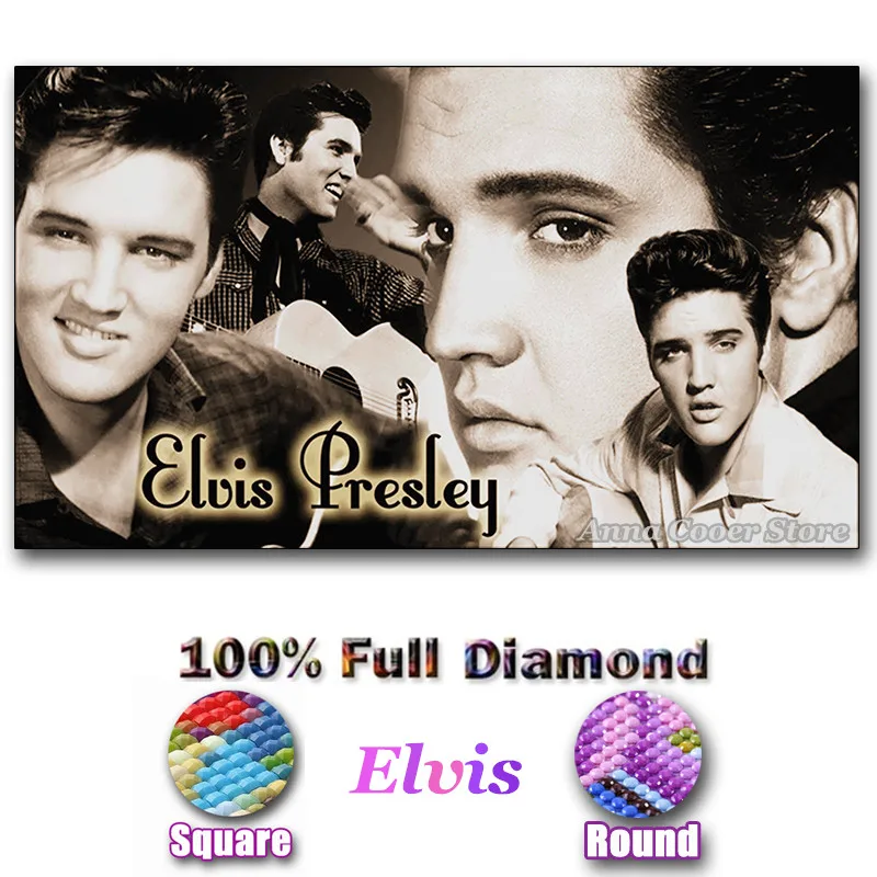 

Full Square / Round Drill 5D DIY Diamond Painting kits for adults "Singer Elvis" Diamond Embroidery Cross Stitch Wall Decor