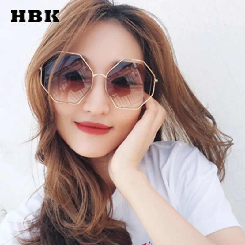 HBK круглые негабаритные солнцезащитные очки Сексуальная Большая оправа женские
