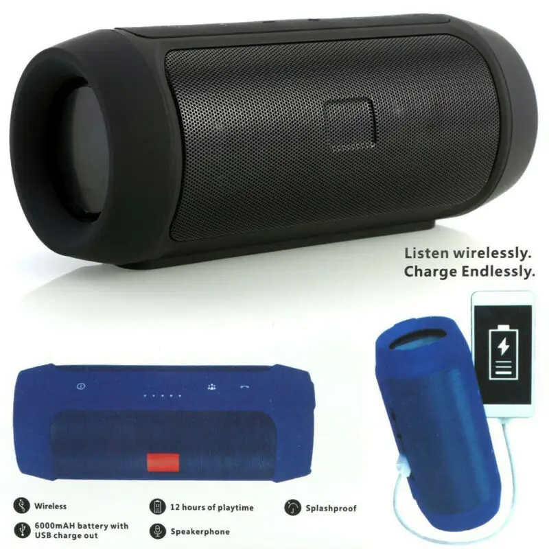 Portable Stereo Wireless Bluetooth Speaker Waterproof Fabric Power Bank Bass Splashproof Music Speakers Sound Box Audio Boom