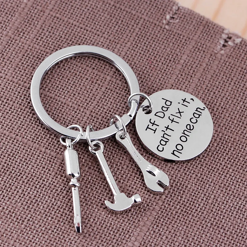 Creative Gadget Axe Chainsaw knife Keychain Simple creative If Dad Can't Fix it No One Can gadget axe keychain for Father's gift |