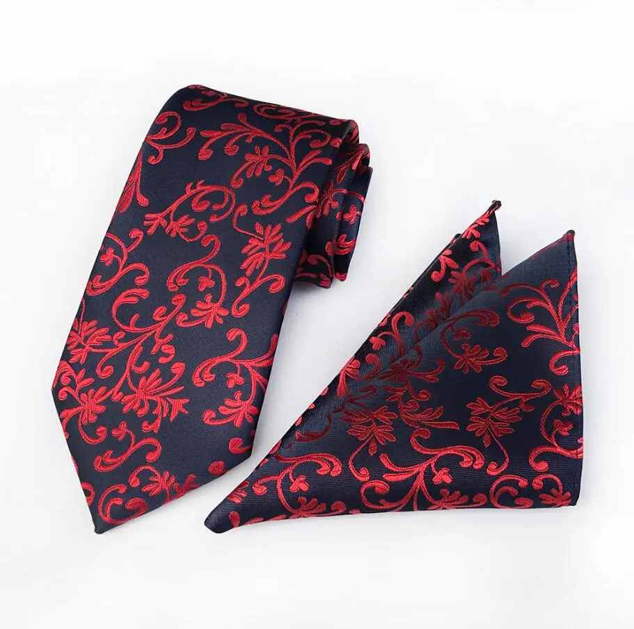 Gusleson 8 см классический галстук Hanky набор для мужской, карманный, квадратный плед Пейсли Цветочные жаккардовые галстуки для мужчин галстук платок Набор - Цвет: 11