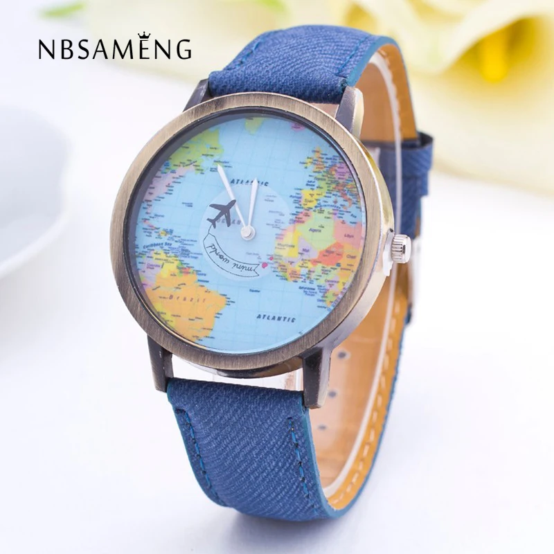 Часы NBSAMENG с картой мира модные повседневные дизайнерские часы для женщин мужчин