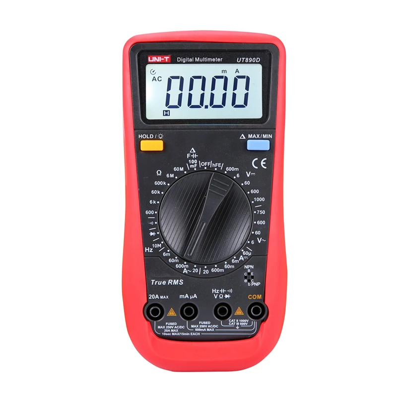 UNI-T UT890D Цифровой мультиметр True RMS AC/DC Частотный мультиметр Амперметр мультитестер