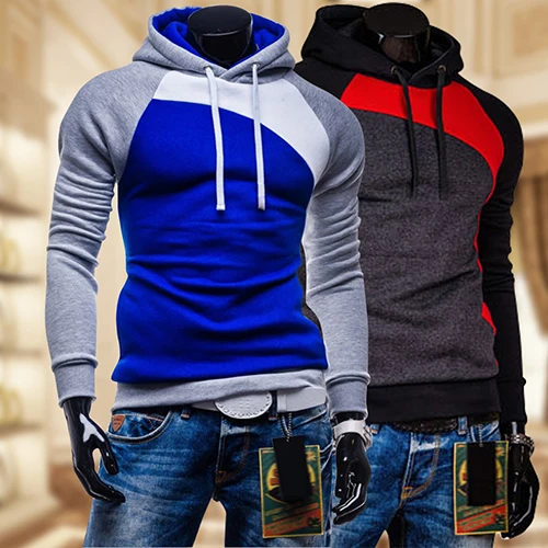 Для мужчин весна теплая толстовка внутренней Slim Fit Сращивание Цвет строка