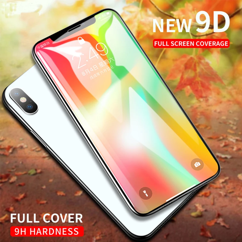 9D закаленное стекло для iPhone X 7 8 6 Plus защита экрана полное покрытие Защитное 6s XR XS Max