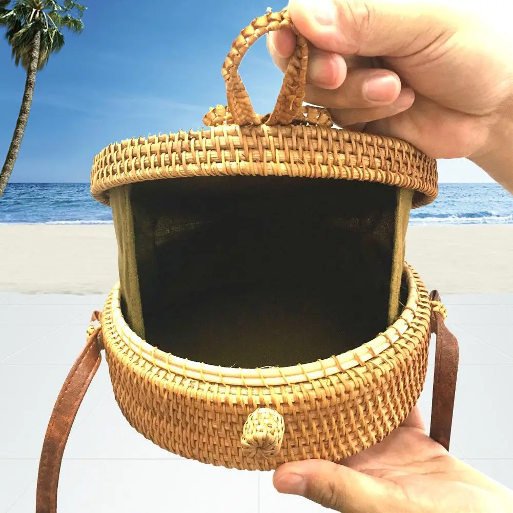 Плетеный мешок из ротанга с бантом Ins стильная тканая сумка через плечо в