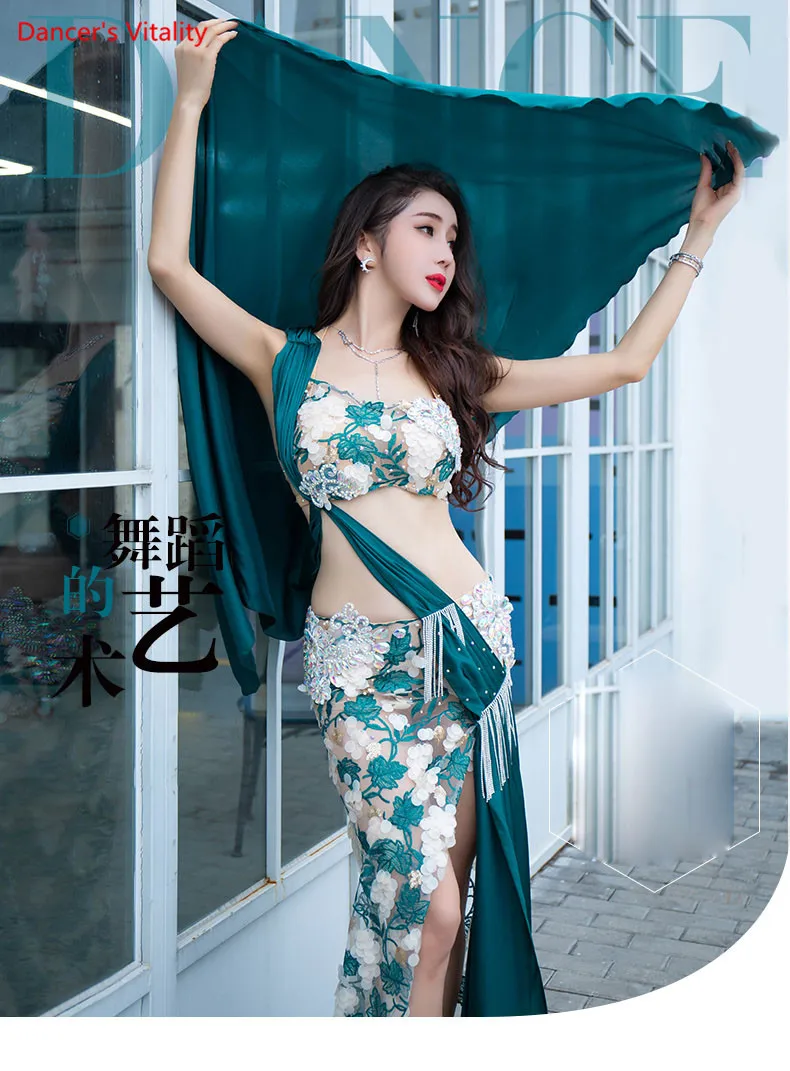 Сделанный на заказ Танец Живота Костюм Женщины 2018 Новый Конкурс Шелковые Бусы