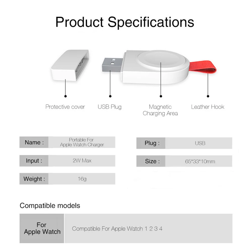 Беспроводное зарядное устройство для Apple Watch 4 3 2 1 портативный адаптер Зарядное