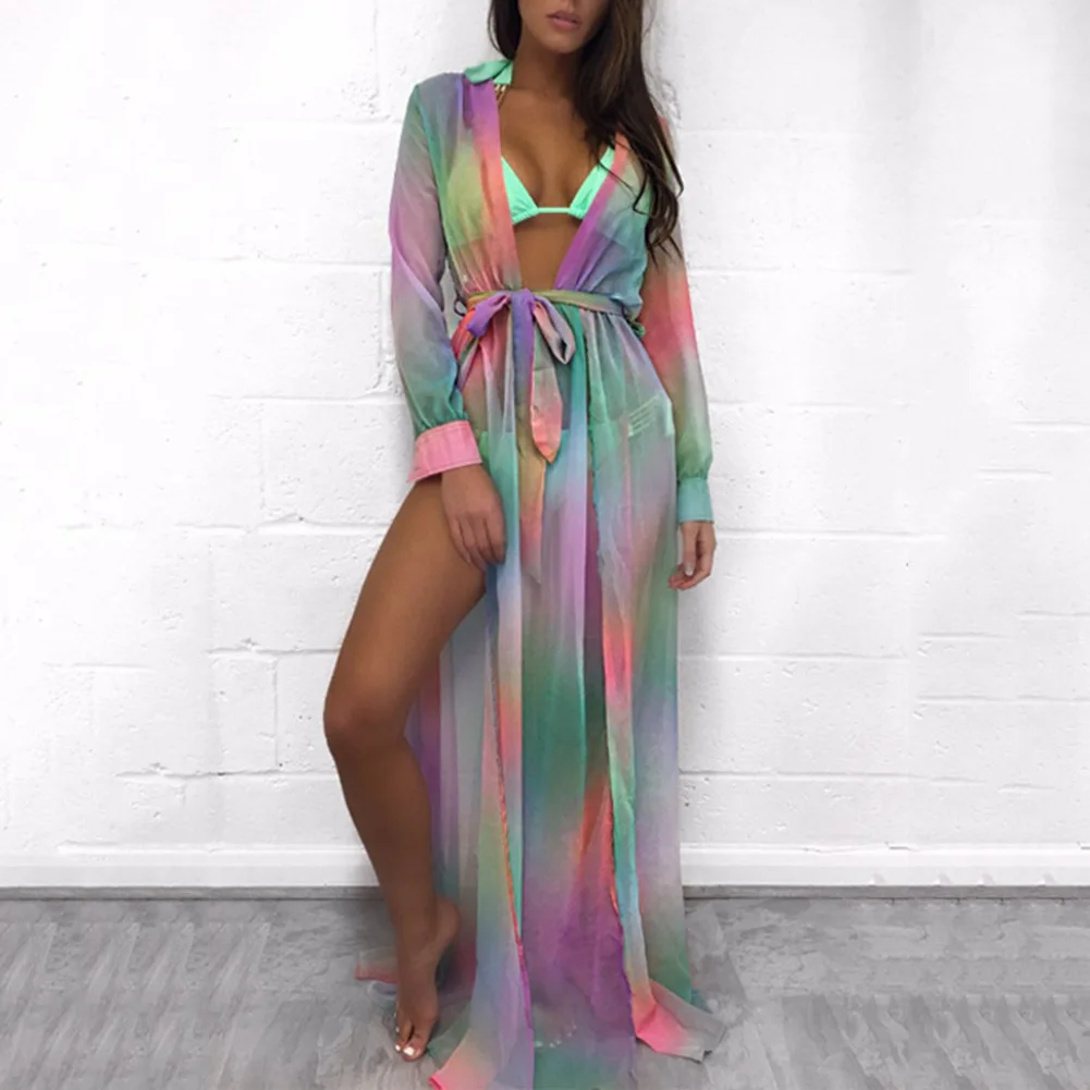 Женская накидка 7 цветов Пляжная Макси-одежда модные шифоновые платья с длинным