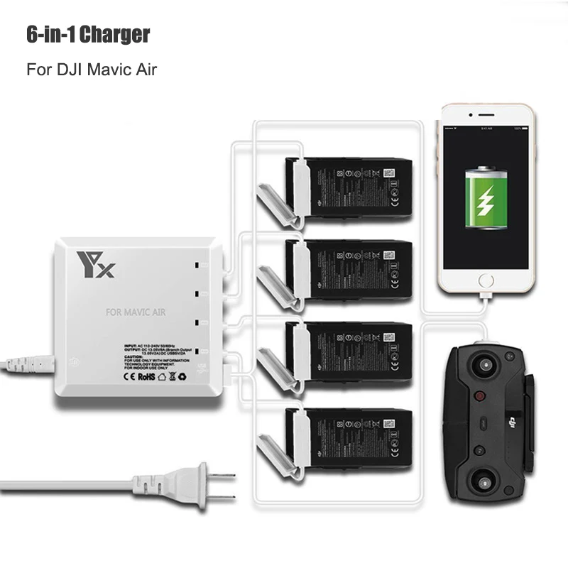 Mavic Air зарядное устройство Hub 4 аккумулятора для DJI USB порт Интеллектуальный