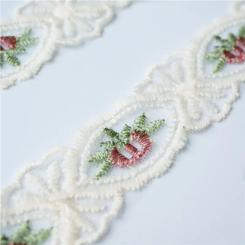 2 ярдов 3 см бежевая вышитая кружевная отделка Винтажные розы ажурные резные