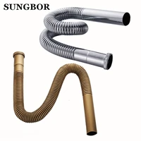 37 77cm kitchen sewer pipe flexible bathroom sink drains downcomer wash basin electroplated plumbing hose pipe tube xsg 123