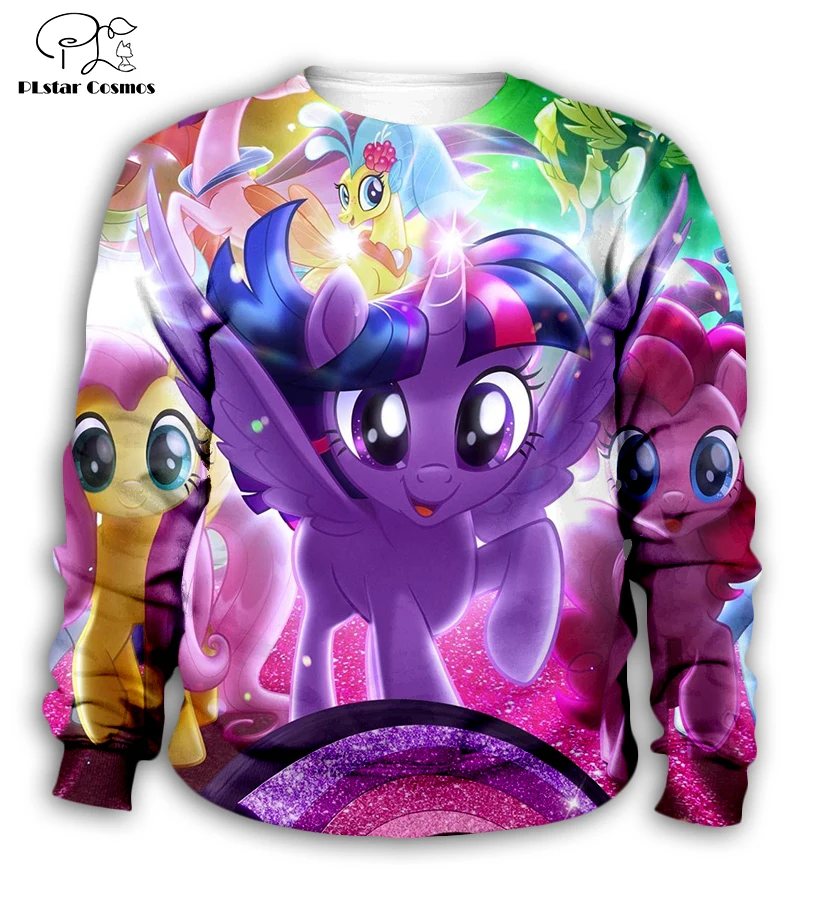 

Kids Clothes set Spring Autumn My little Cartoon purple horse sweatshirt 3d print Girls Coats Cute Hoodies Boys Children suit