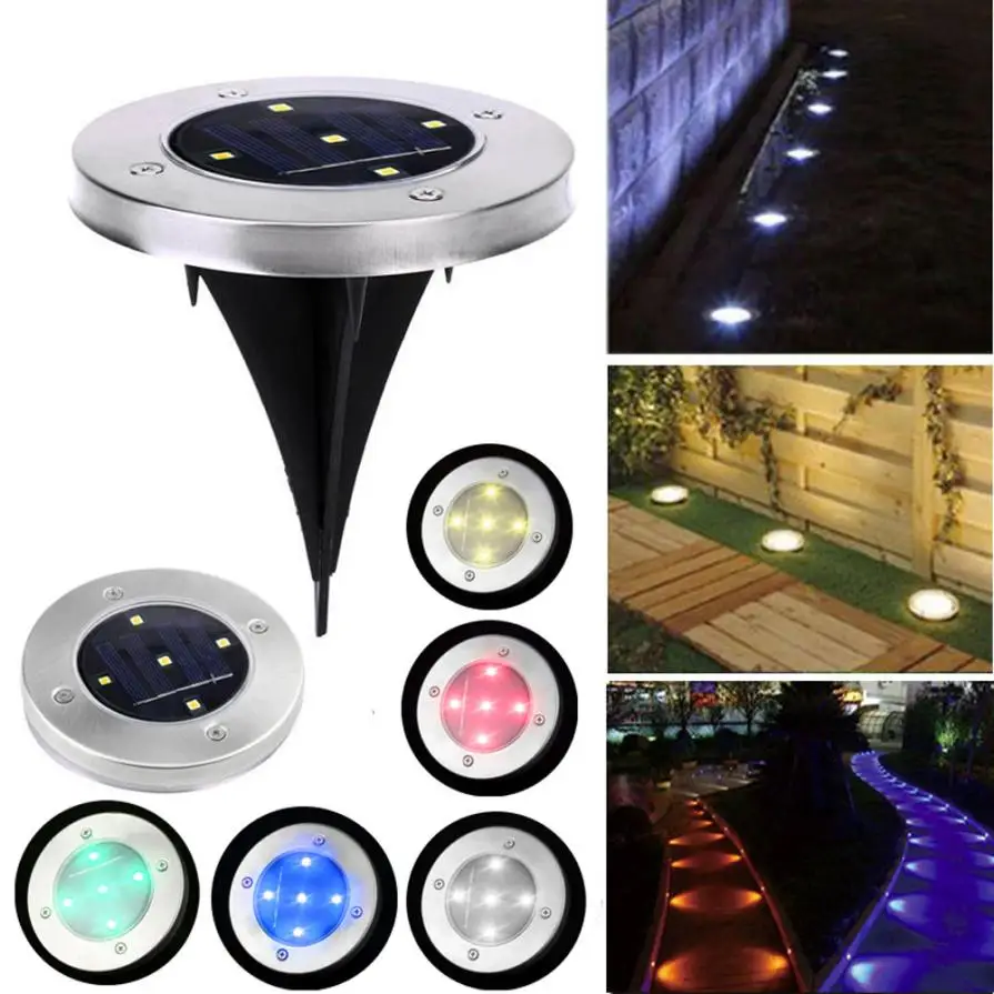 Солнечный свет 5 LED Солнечная энергия похороненный наземная лампа Открытый Путь