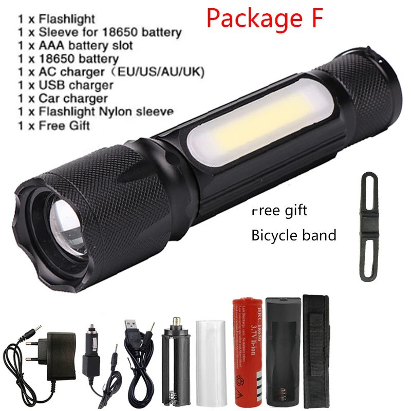 Z20 Litwod светодиодный фонарик 1705B 400LM XM-L T6/COB Zoomable 4 режима алюминиевый фонарь для кемпинга - Испускаемый цвет: Option F