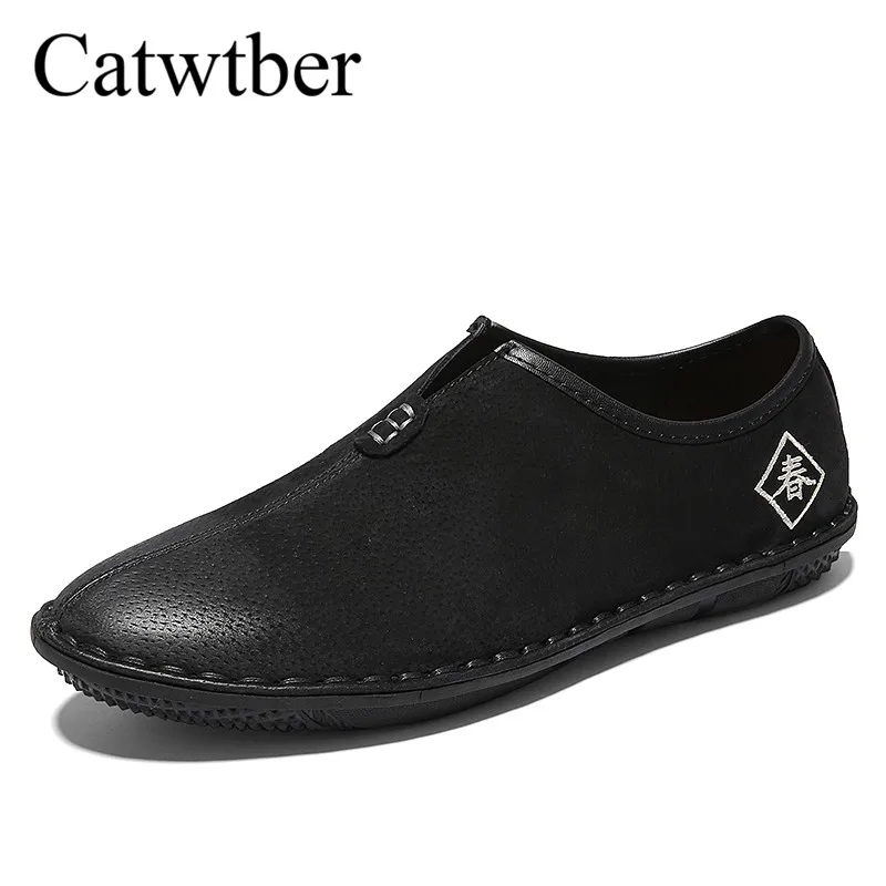 Catwtber Роскошные Мужская обувь на плоской подошве Повседневное мужские лоферы