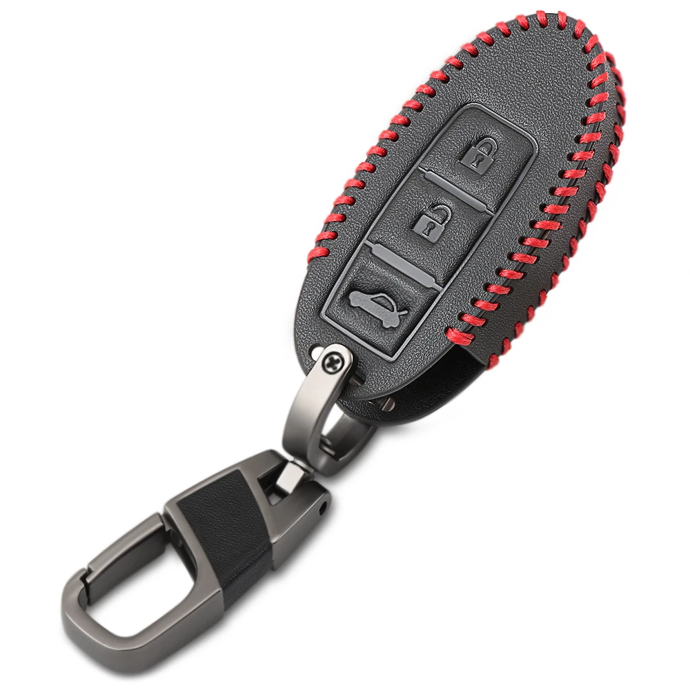 Leather Car Key Covers Case For Nissan Qashqai Pathfinder Versa Tidda Murano Rogue X-Trail Smart Jacket With Keychains | Автомобили и