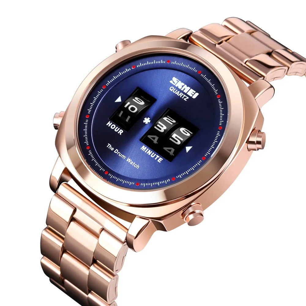 Rose gold blue Кварцевые часы для мужчин модные мужские часы водонепроницаемые из нержавеющей стали мужские наручные часы Простой дизайн часы Relogio Masculino - Цвет: Rose gold blue