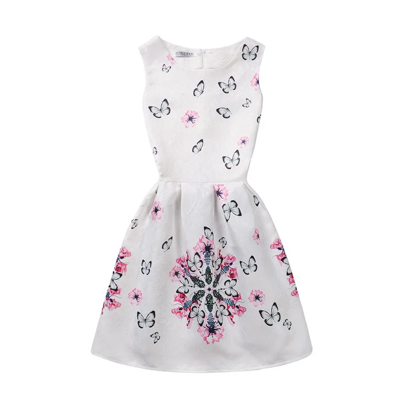 Girls Clothing Floral Print Pattern Dress Princess Rose Party Flower Summer 2017 Children Clothes Wedding 10 12 13 | Детская одежда и