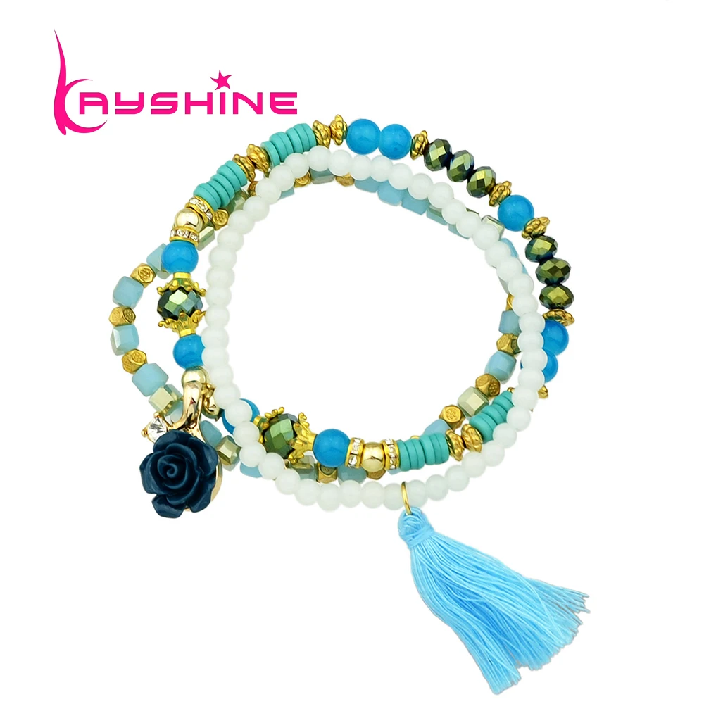 Kayshine индийские украшения Бохо Браслеты красочные Бусины и Бисер Multi Слои цепи