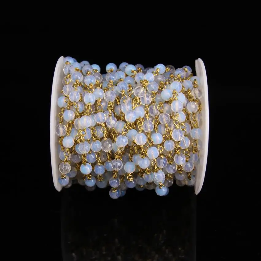 6 мм опаловые бриллиантовые цепи для бисероплетения белые стеклянные бусины с