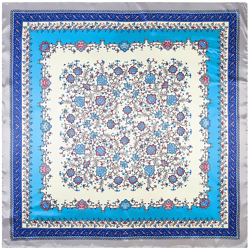 Женский шарф с зимним принтом роскошный брендовый шелковый шеврох большая