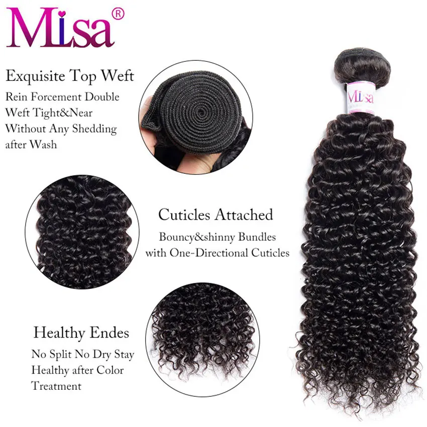 Ми Лиза кудрявые вьющиеся волосы с закрытием 3 пучка малазийские человеческие