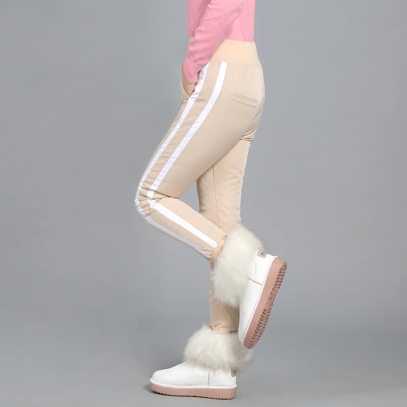 Детские зимние штаны для девочек Высокое качество Теплые брюки на белом утином