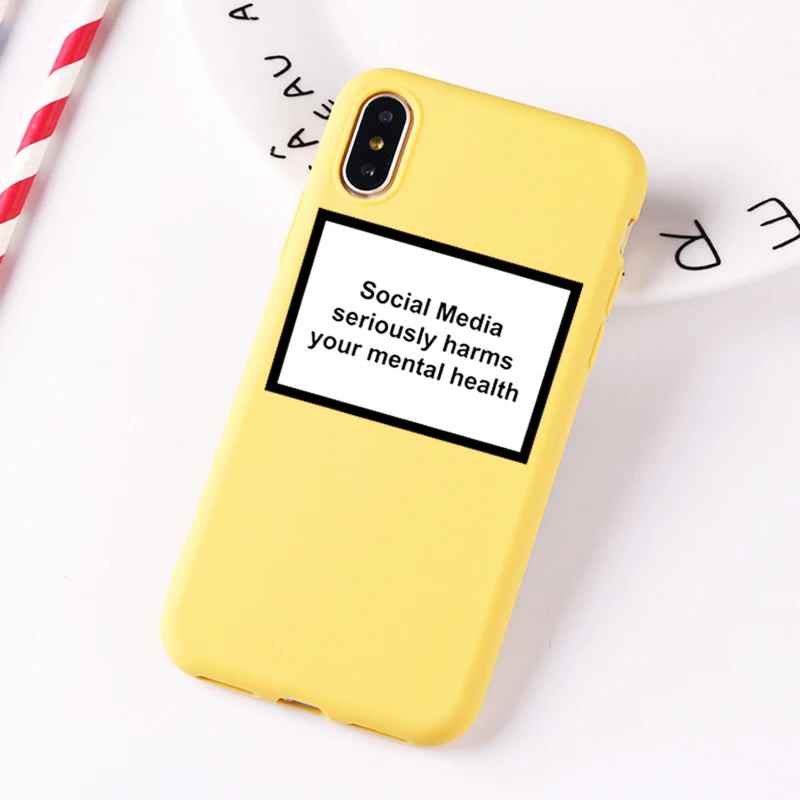 social media seriously harms your mental health soft Silicone clear phone case for iPhone X XR XS Max 6 7 8 plus 5 5s 6s cover |