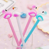 1pc kawaii flamingo gel pen korean stationery cute pens cartoon office for school supplies black signature pen