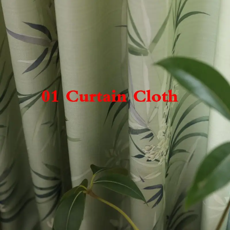 01 Curtain Cloth Скандинавские шторы для гостиной, полузатенение, свежий зеленый бамбук, оконные шторы, Классические китайские серые растения, прозрачные панели, wp191#40 - Цвет: 01 Curtain Cloth