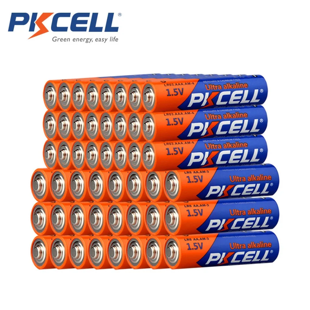 24 шт. PKCELL1.5V LR6 АА щелочные Батарея AM3 Батарейки + LR03 AAA сухие батарейки 1 5 V 3A AM4